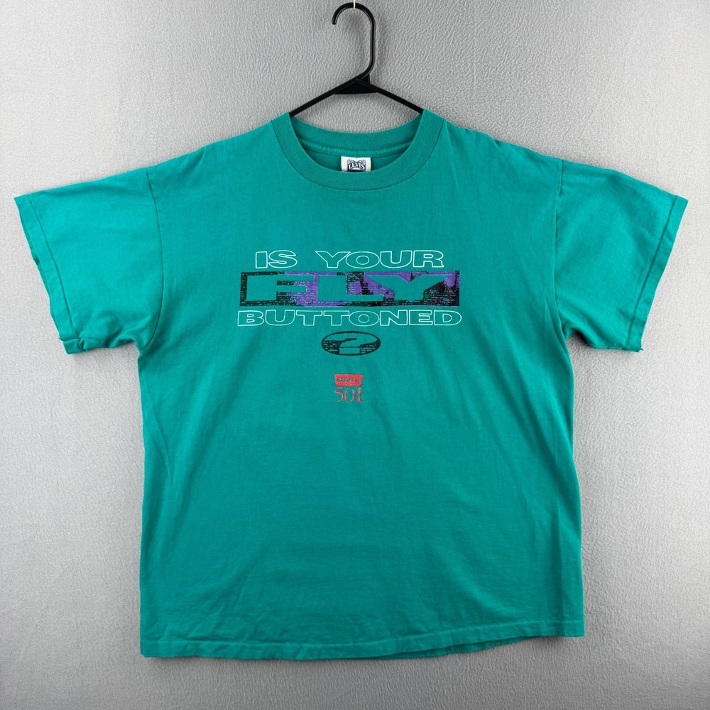Vintage Levis T Shirt Mens XL Blue Single Stitch 80s 90s Cotton Made in USA